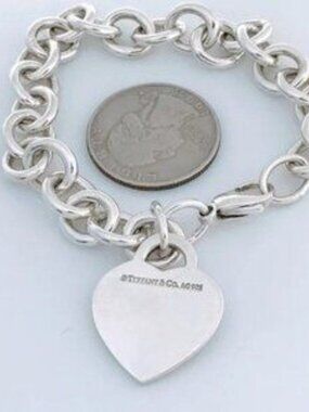 Tiffany & Co Sterling Silver Heart Tag Charm Bracelet